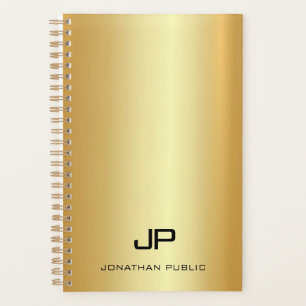 Trendy Elegant Gold Look Moderner Monogram Name Planer