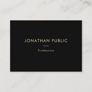 Trendy Elegant Gold Name Black Template Moderne Visitenkarte