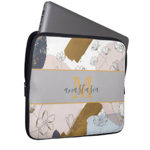 Trendy Elegant Gold Pink Lilac Monogram Laptopschutzhülle