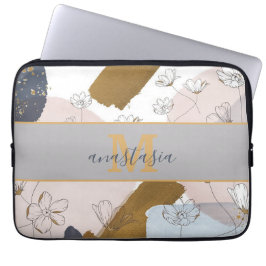 Trendy Elegant Gold Pink Lilac Monogram Laptopschutzhülle