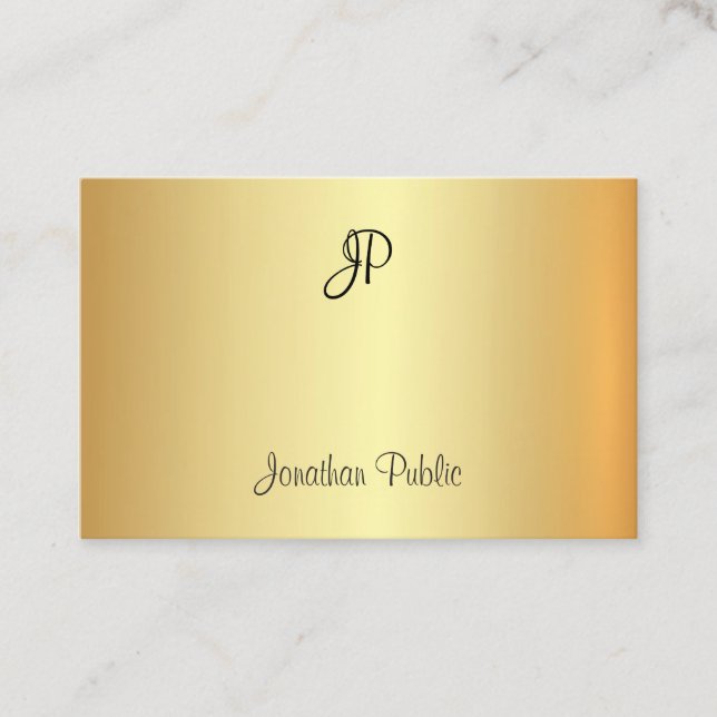 Trendy Elegant Gold Template Handgeschriebenes Mon Visitenkarte (Vorderseite)