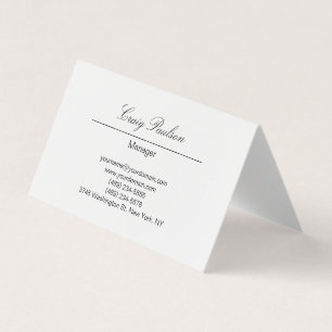 Trendy Elegant Hand Schreiben White Business Card Visitenkarten