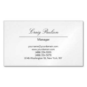 Trendy Elegant Hand Writing White Magnetische Visitenkarte