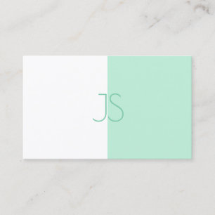 Trendy Elegant Mint Green Modern Monogram Template Visitenkarte