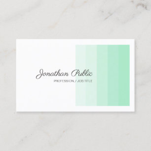 Trendy Elegant Mint Green White Calligraphy Script Visitenkarte