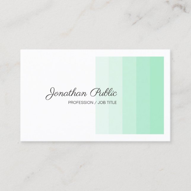 Trendy Elegant Mint Green White Calligraphy Script Visitenkarte (Vorderseite)