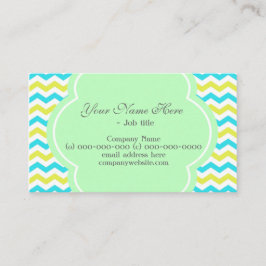 Trendy, elegant, modern blau & limigrün Zickzack Visitenkarte
