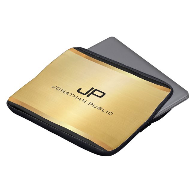 Trendy Elegant Modern Luxury Template Glamour Gold Laptopschutzhülle (Vorne Oben)