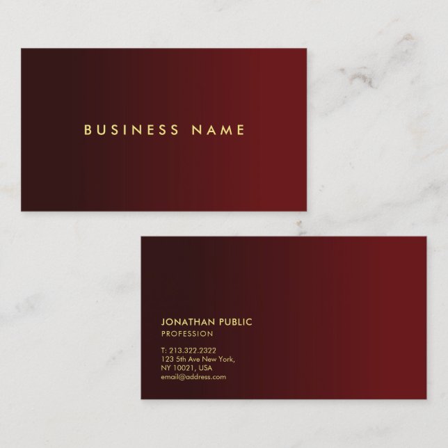 Trendy Elegant Modern Simple Template Gold Text Visitenkarte (Vorne/Hinten)