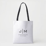 Trendy Elegant Modernes Wedding Couple Monogram<br><div class="desc">Moderne einfache Vorlage Hochzeit Monogram Couple Initials Text Upload Bild,  Foto,  Minimalistisch Shopping Shoulder Tote Bag hinzufügen.</div>