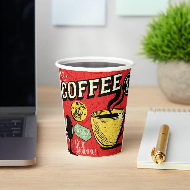 Trendy elegant rustic coffee lovers red  pappbecher (InSitu)