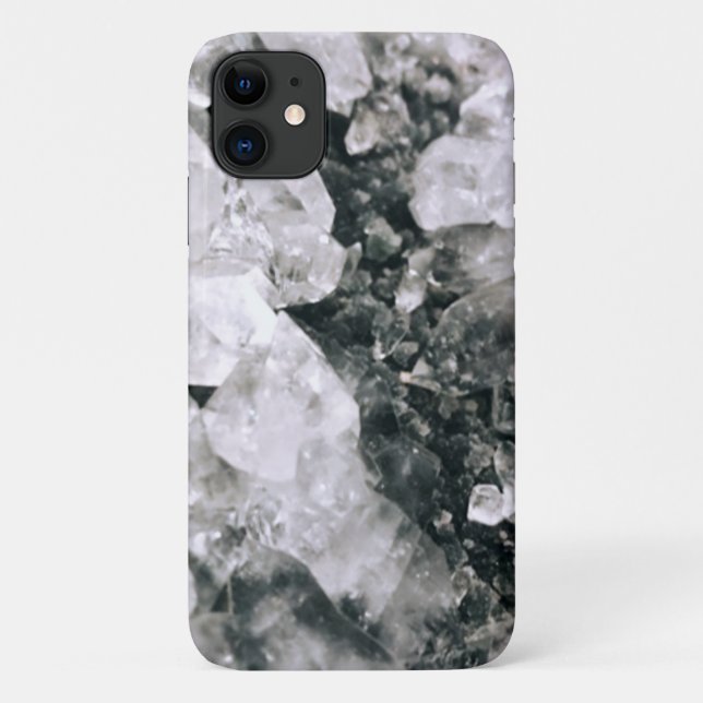 Trendy Elegant Schwarz-weiß Stone Kristallgeode Case-Mate iPhone Hülle (Rückseite)