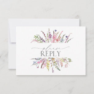 Trendy Elegant Wildblume Floral Wedding RSVP Karte