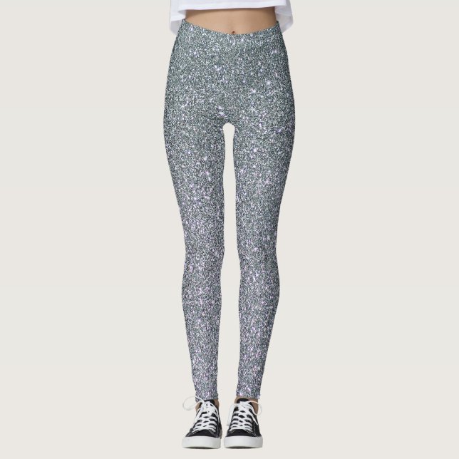 Trendy Elegante Gray Glitzer Leggings (Vorderseite)