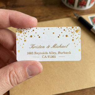 Trendy Elegante Imitate Gold Glam Confetti Dots Adressaufkleber
