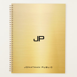Trendy Elegante Imitate Gold Moderne Monogram Name Planer
