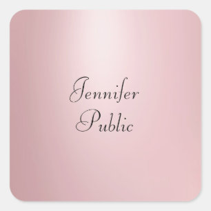 Trendy Elegante Rose Gold Handwriting Script Moder Quadratischer Aufkleber