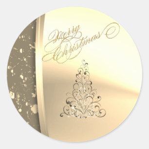 Trendy Elegante Weihnachtsbaum ,Imitate Gold Runder Aufkleber