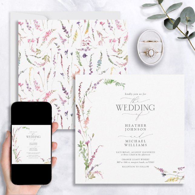 Trendy Elegante Wildblume Floral Wedding Einladung (Von Creator hochgeladen)