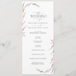 Trendy Elegante Wildblume Floral Wedding Programm