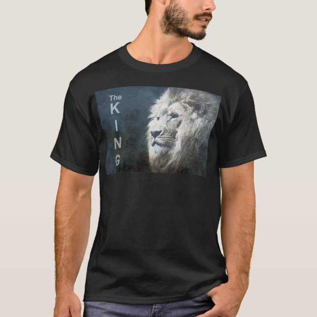 Trendy Eleganter Pop Art Lion Schwarz T-Shirt (Vorderseite)