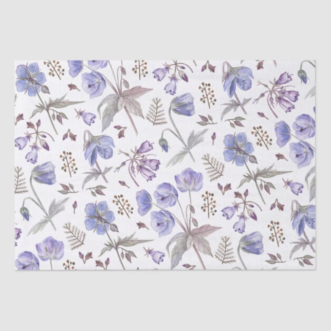 Trendy Elegantes Lila Violet Wildblumen Party Seidenpapier (Vorderseite)