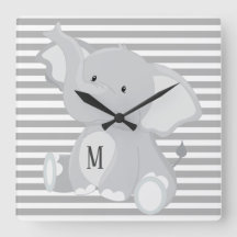 Trendy Elephant Monogram, grau-weiße Streifen