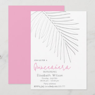 Trendy Embossed Palm minimalistisches Skript Quinc Einladung