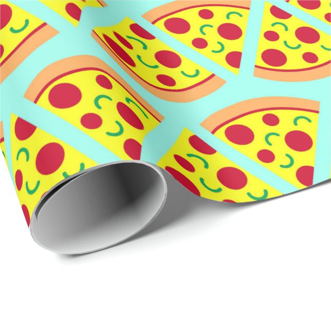 Trendy Emoji Style Pizza Pattern Geschenkpapier (Rolleneckpunkt)