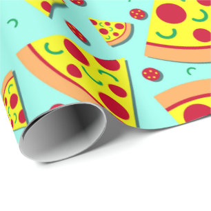 Trendy Emoji Style Pizza Slice Teenage Party Geschenkpapier