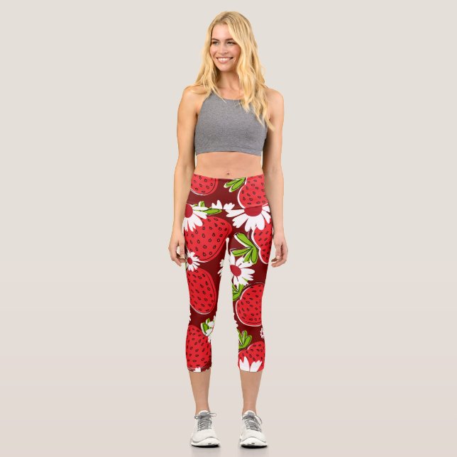 Trendy Erdbeere Capri Leggings (Vorderseite)