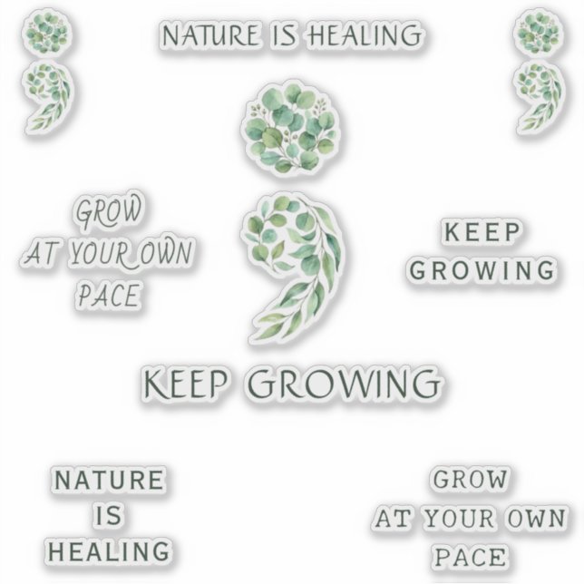 Trendy Ermutigender Semikolon Positiver Planer Pac Aufkleber (Vorderseite)