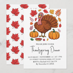 Trendy Erntedank Dinner Turkey Pumpkin Einladung