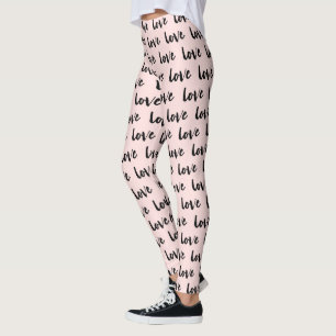 Trendy erröten rosa und schwarze Liebe-Typografie Leggings