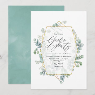 Trendy Eucalyptus Geometric Herbarium Garden Party Einladung