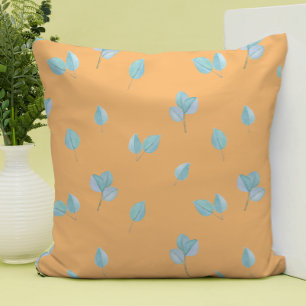 Trendy Eukalyptus-Blätter auf der Marigold Throw K Kissen