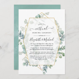 Trendy Eukalyptus Geometric Online Virtual Wedding Einladung