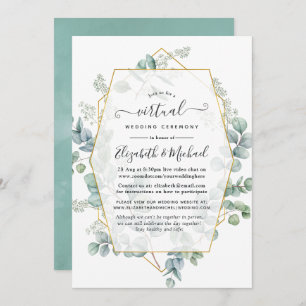 Trendy Eukalyptus Geometric Online Virtual Wedding Einladung