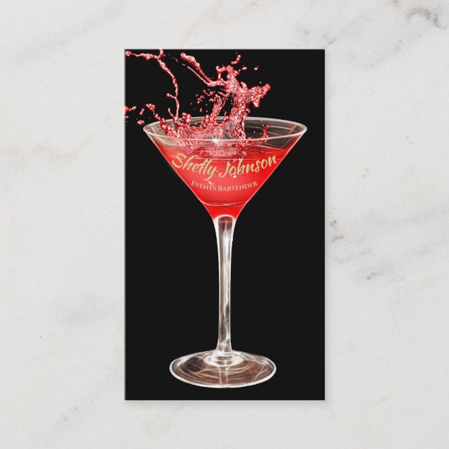 Trendy Events Barkeeper Edgy Red Splash Visitenkarte (Vorderseite)