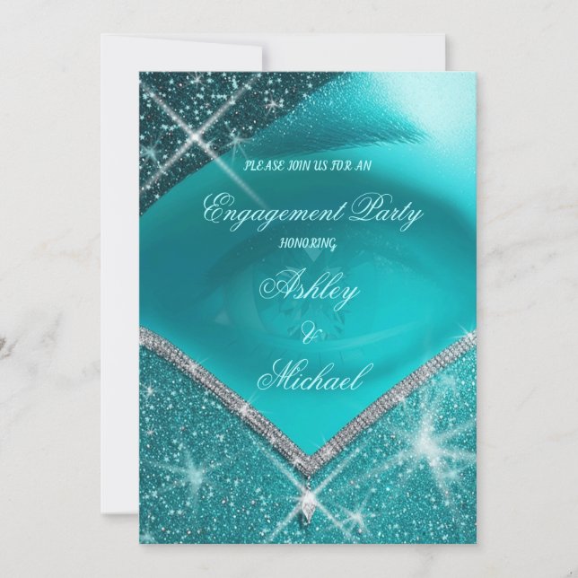 Trendy EyE Türkisgrün raffiniert Luxus Einladung (Vorderseite)