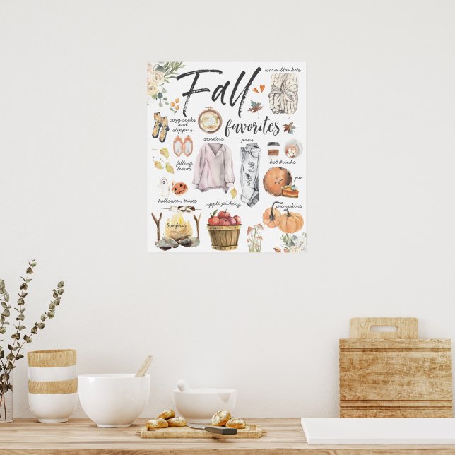 Trendy Fall Favorites | Aquarellbilder Poster (Küche)