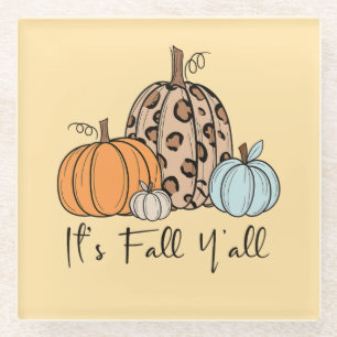 Trendy Fall Pumpkin   Zitat "It's Fall Y'all" Glasuntersetzer