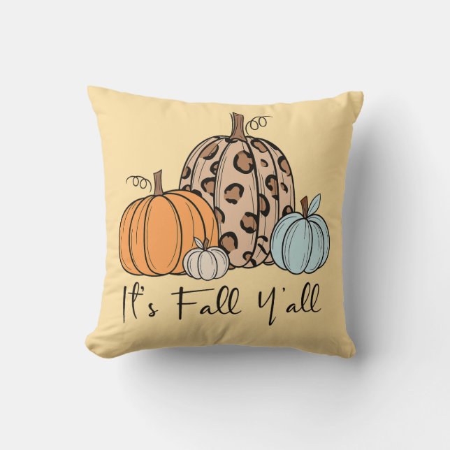 Trendy Fall Pumpkin | Zitat "It's Fall Y'all" Kissen (Vorderseite)