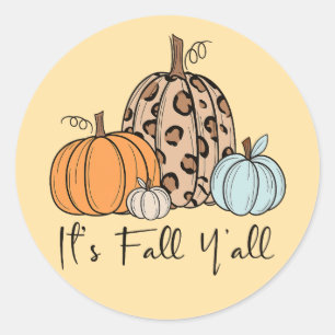Trendy Fall Pumpkin   Zitat "It's Fall Y'all" Runder Aufkleber