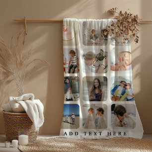 Trendy Family Foto Collage Grid Keepake Geschenk Sherpadecke
