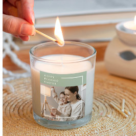 Trendy Family Foto | Grünes Glück gesegnete Ostern Quadratischer Aufkleber