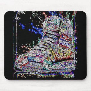 Trendy, farbige Aquarellgraffiti Sneakers Mousepad