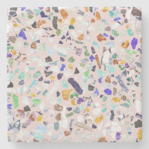 Trendy Farbige Shiny Stones Terrazzo Rosa Design Steinuntersetzer