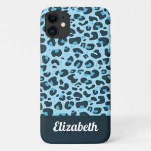 Trendy Farbtöne von blauem Leopardenfleck mit Name Case-Mate iPhone Hülle