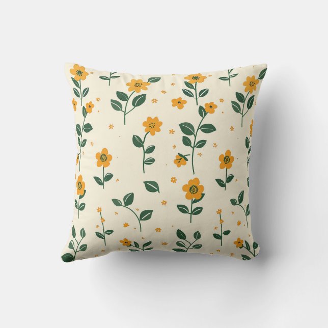 Trendy Farmhouse Stilvoll Girly Floral Green Yello Kissen (Rückseite)